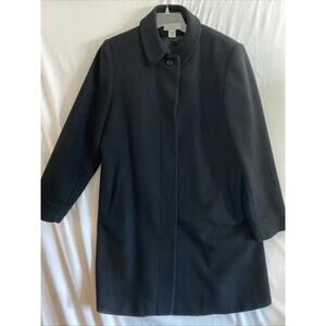 Covington Wool Trench Coat Women’s 14 Black Deep Pockets Double Vented Preowned